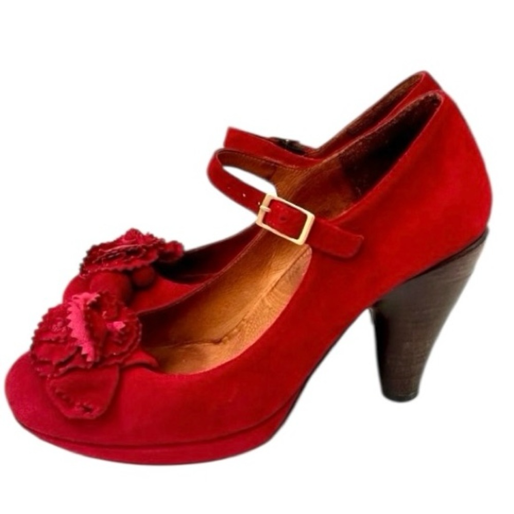Chie Mihara Red Suede Heels